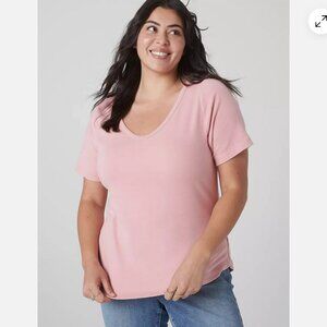 NEW LANE BRYANT FITTED VOOP NECK TEE TOP IN CAPPICCINO SIZE 22/24